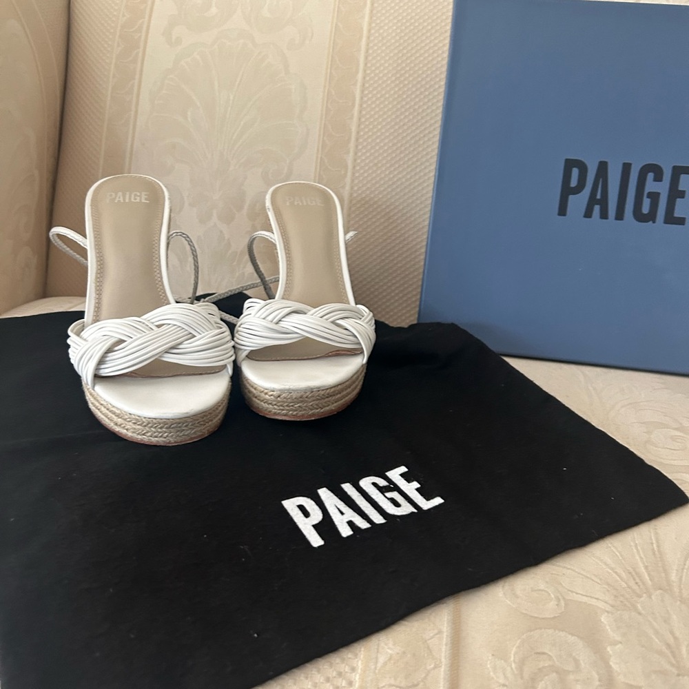 Paige Taryn Wedge Sandals White Size 8
